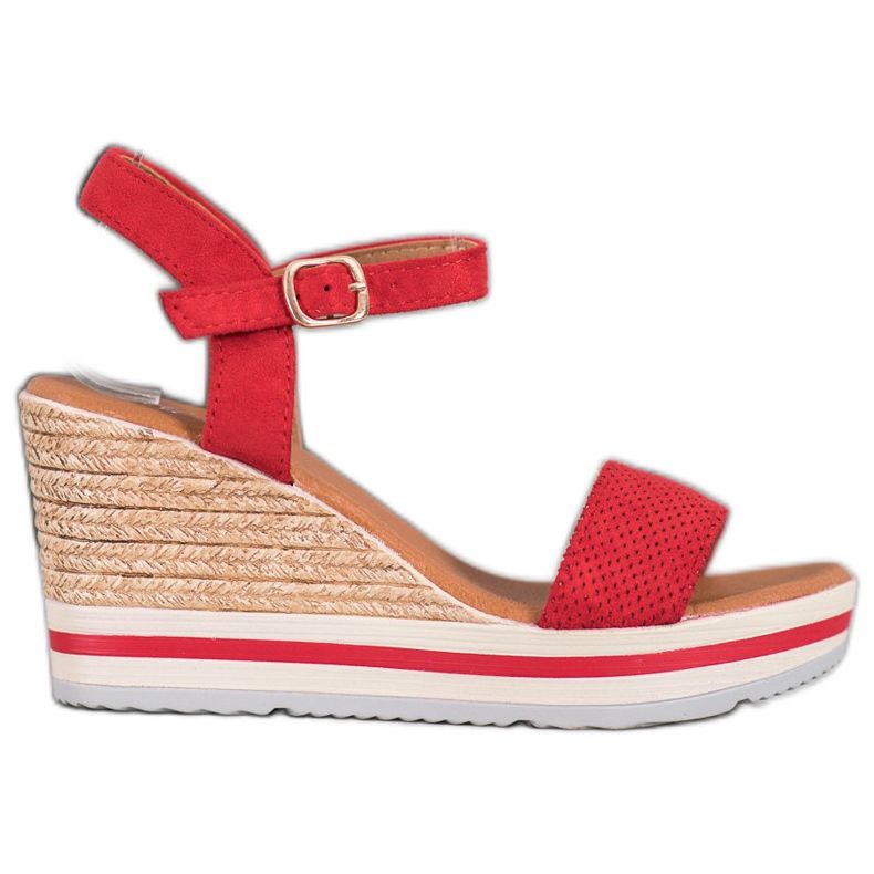 Weide Cunhas de camurça elegantes vermelho