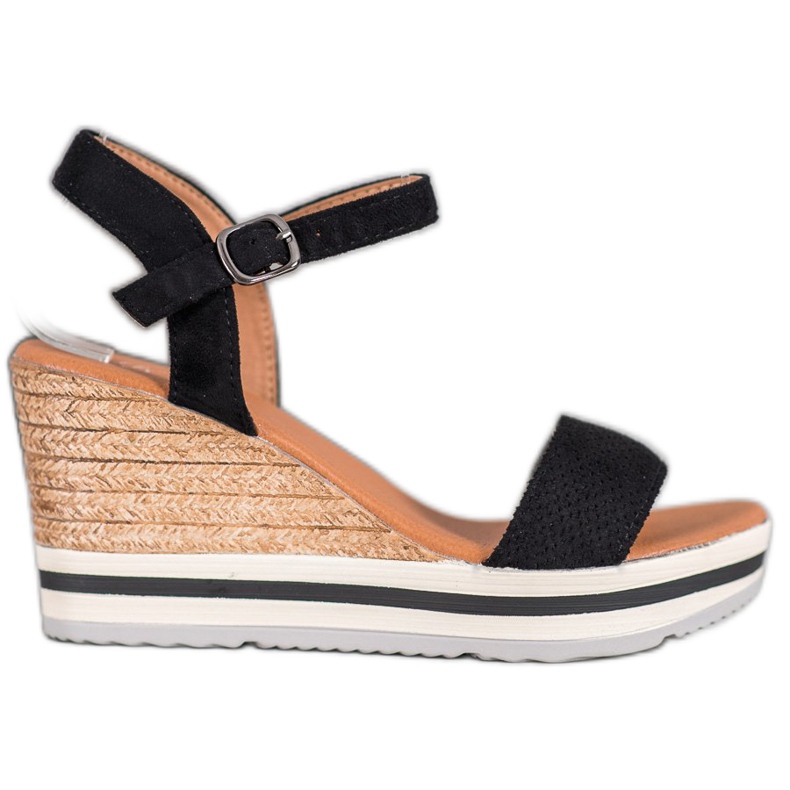 Weide Cunhas de camurça elegantes preto