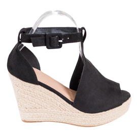 Queen Vivi Cunhas de camurça embutida preto