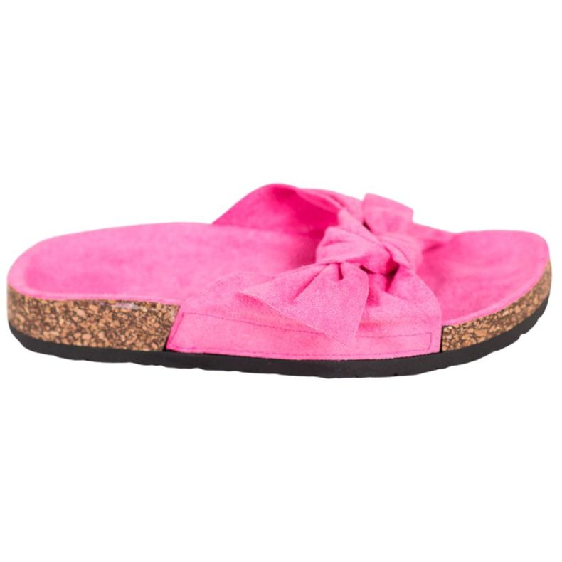 SHELOVET Chinelos de camurça na plataforma rosa