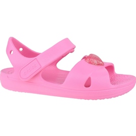 Sandália Crocs Classic Cross-Strap K 206245-669 preto rosa
