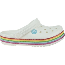 Clog Crocs Rainbow Glitter 206151-100 branco