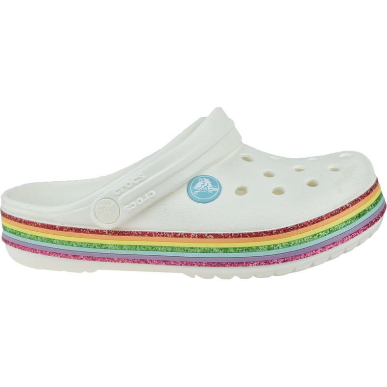Clog Crocs Rainbow Glitter 206151-100 branco