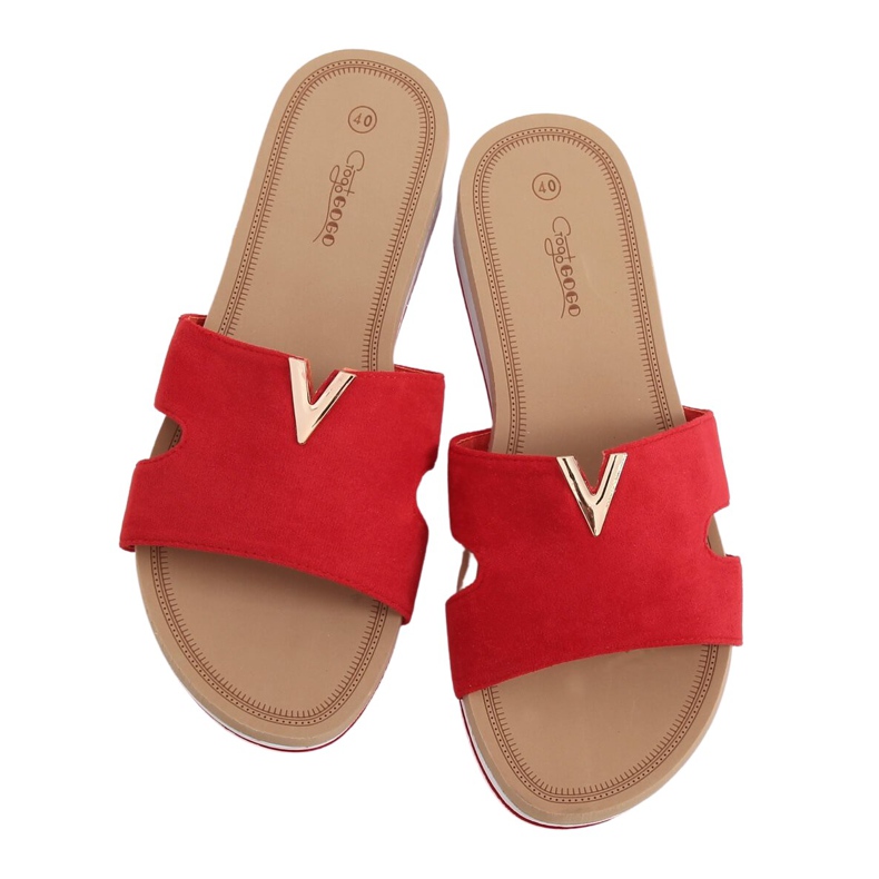 Chinelos vermelhos femininos vermelhos G-5035 Vermelho