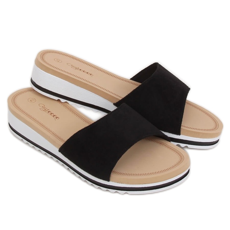 Chinelos femininos negros pretos G-5036 Preto