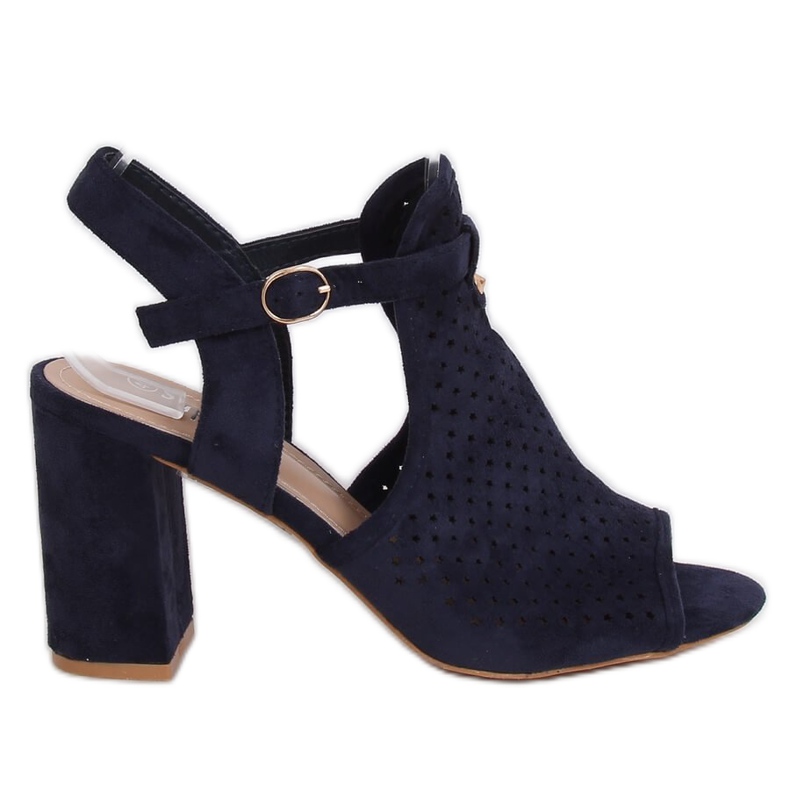 Sandálias de salto alto perfuradas LL79 Blue azul marinho