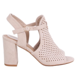 Sandálias de salto alto bege aberturas LL79 Beige