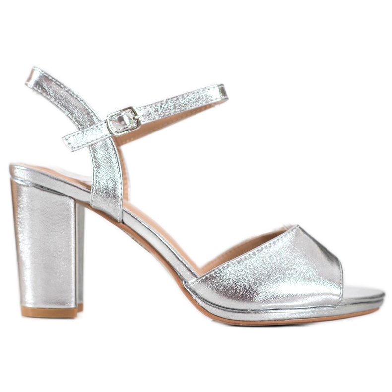 SHELOVET Sapatos clássicos de salto alto cinza