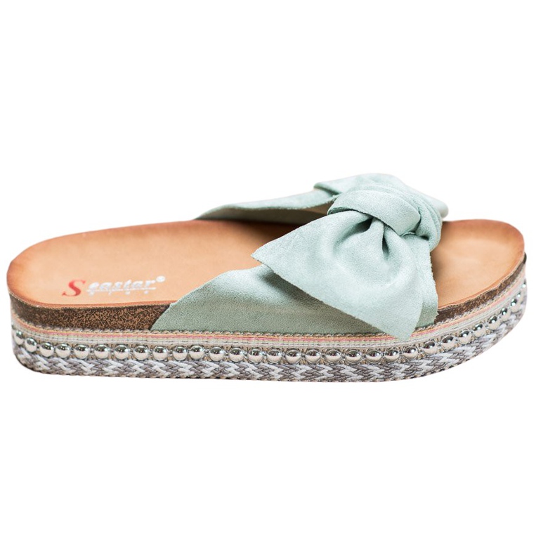 Seastar Chinelos de camurça com plataforma decorativa verde