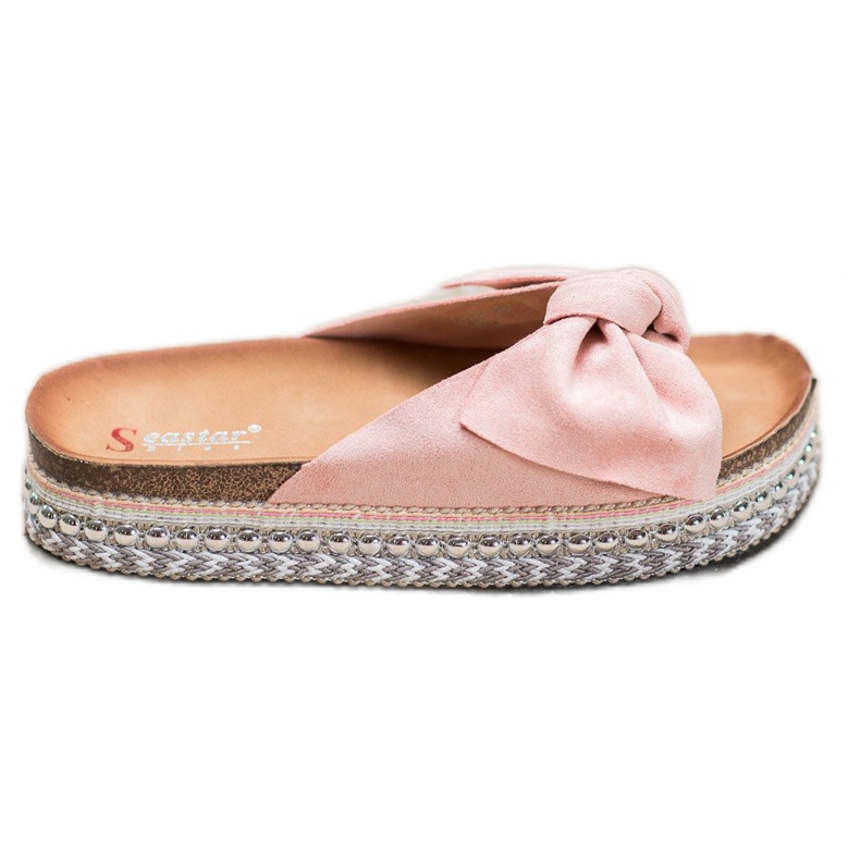 Seastar Chinelos de camurça com plataforma decorativa rosa