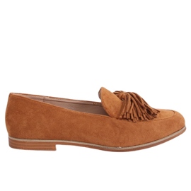 BM Mocassins femininos com franjas camel T357P Camel marrom