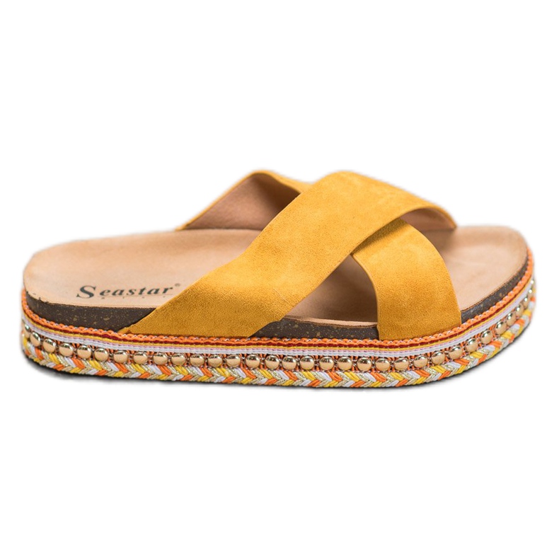 Seastar Chinelos confortáveis ​​na plataforma amarelo
