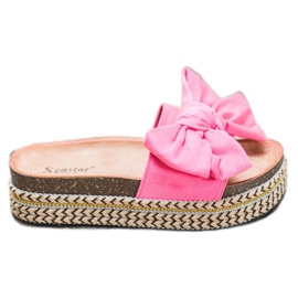 Seastar Chinelos com laço na plataforma rosa Seastar Chinelos com laço na plataforma rosa