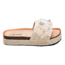 Seastar Chinelos elegantes com malha bege