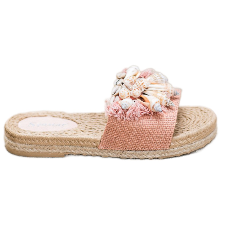 Seastar Chinelos elegantes com conchas rosa
