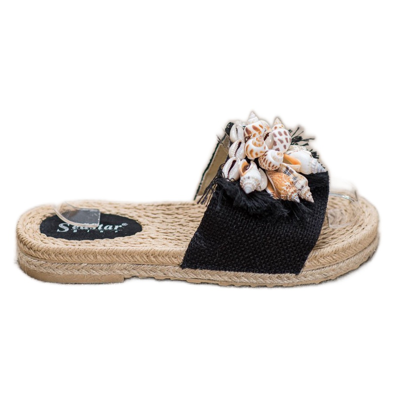 Seastar Chinelos elegantes com conchas preto