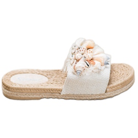 Seastar Chinelos elegantes com conchas bege