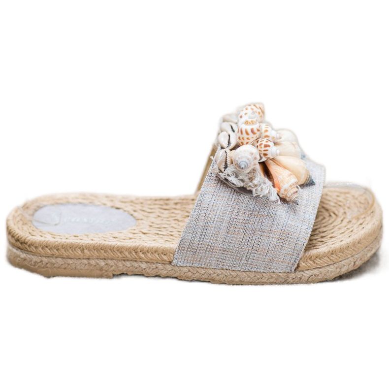 Seastar Chinelos elegantes com conchas cinza Seastar Chinelos elegantes com conchas cinza