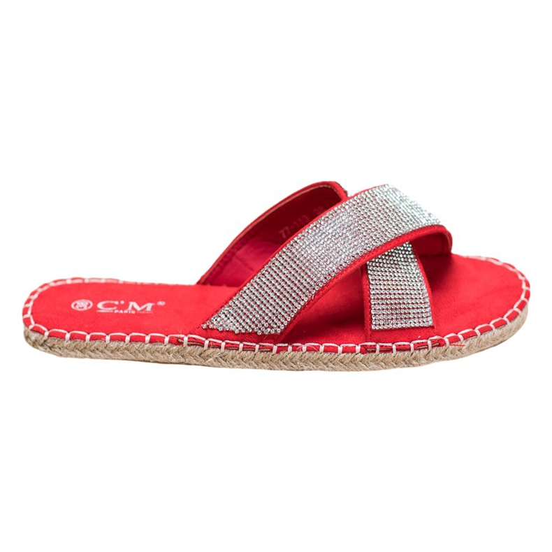 Cm Paris Chinelos elegantes com zircônia cúbica vermelho Cm Paris Chinelos elegantes com zircônia cúbica vermelho