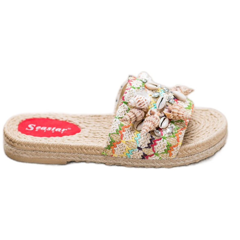 Seastar Chinelos na plataforma com conchas multicolorido
