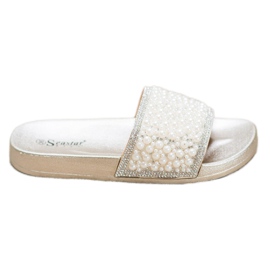 Seastar Chinelos Elegantes Com Pérolas dourado