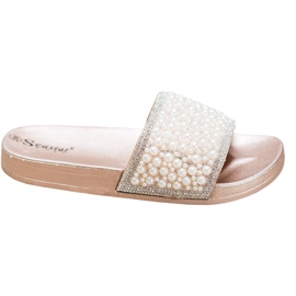 Seastar Chinelos Elegantes Com Pérolas dourado Seastar Chinelos Elegantes Com Pérolas dourado