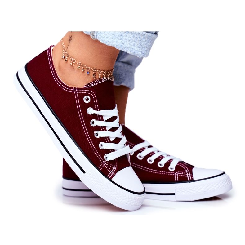 PS1 Tênis clássico feminino marrom Omerta vermelho