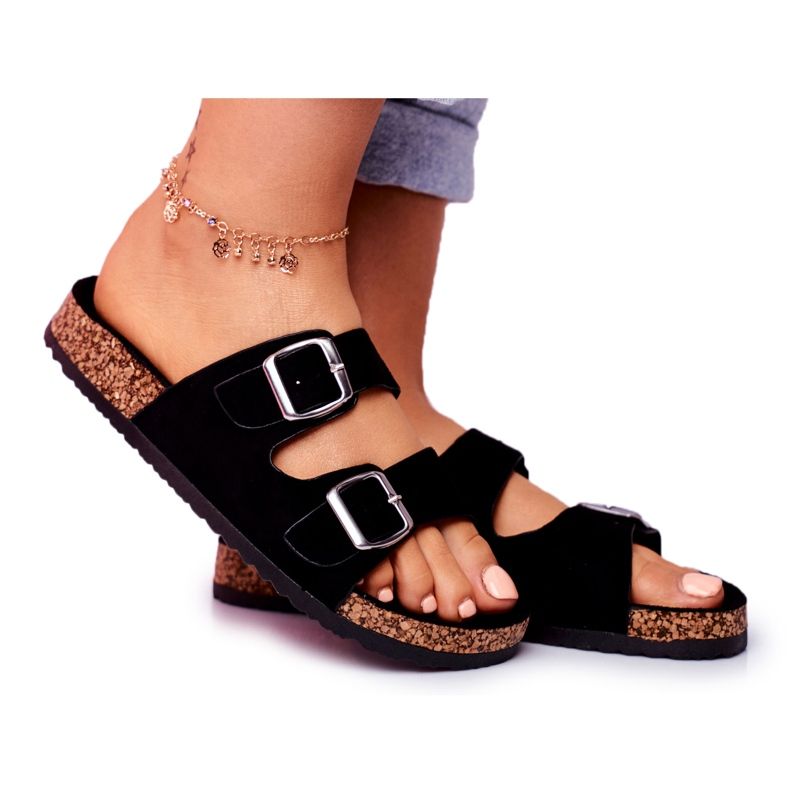 Chinelos de guia femininos com grampos pretos