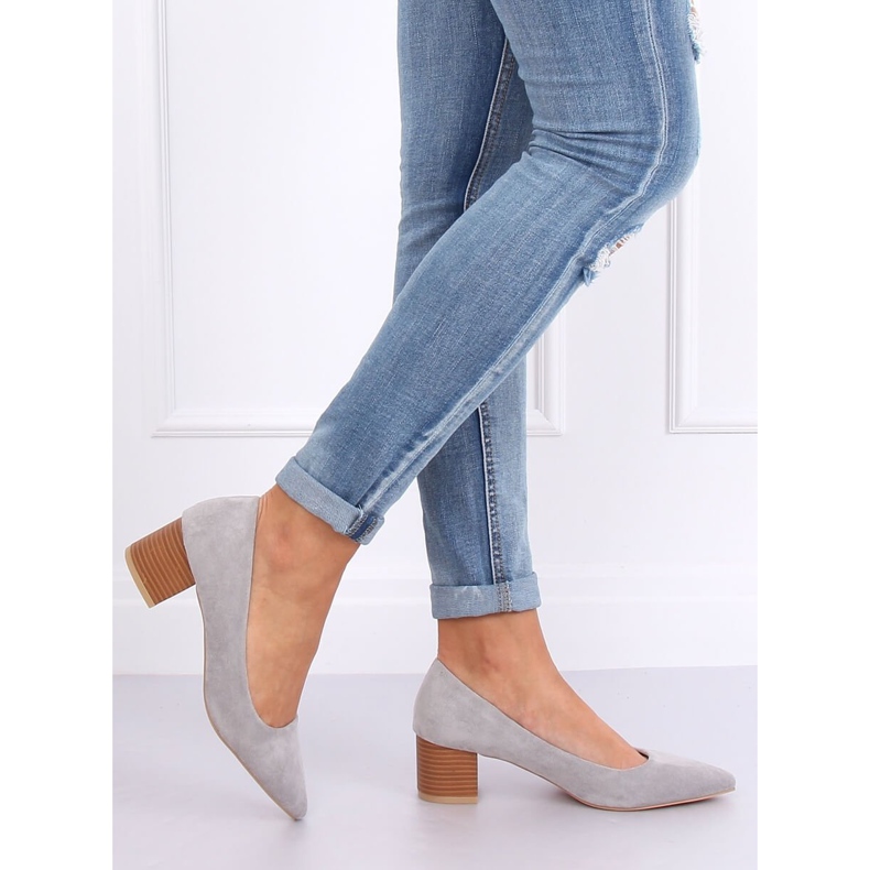 Sapatos com salto de madeira cinza CL75P cinza Sapatos com salto de madeira cinza CL75P cinza