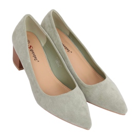 Bombas com salto de madeira celadon CL75P Verde