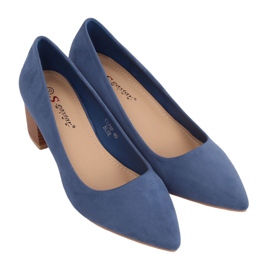 Bombas azuis com salto de madeira CL75P Azul