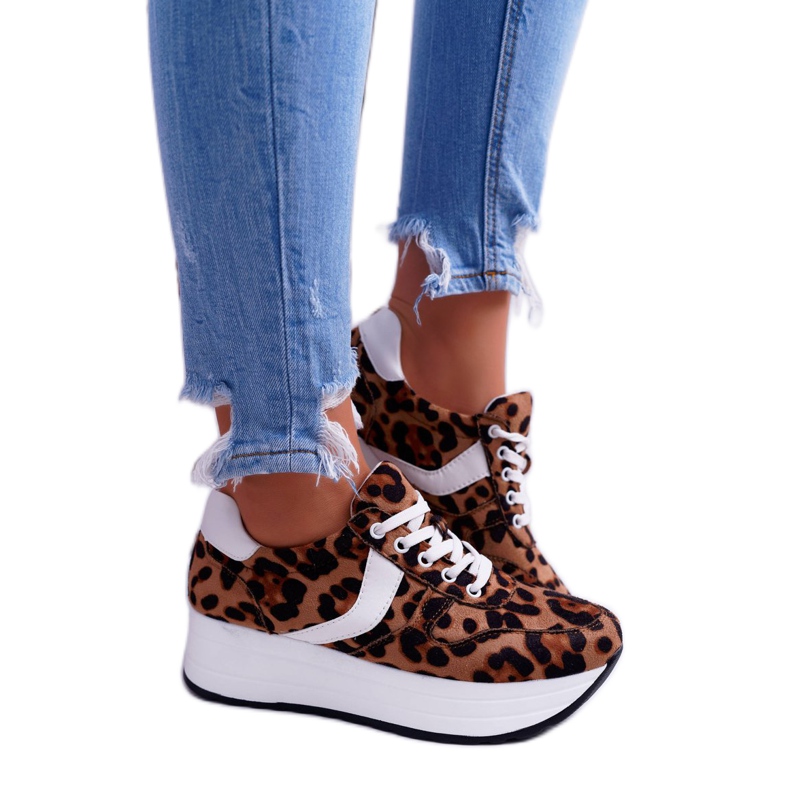 NFR Sapatos esportivos femininos Leopard SportFreak branco castanho