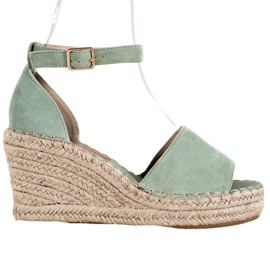 Seastar Sandálias na cunha de palha verde