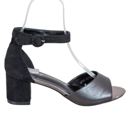 Bombas VINCEZA elegantes preto cinza