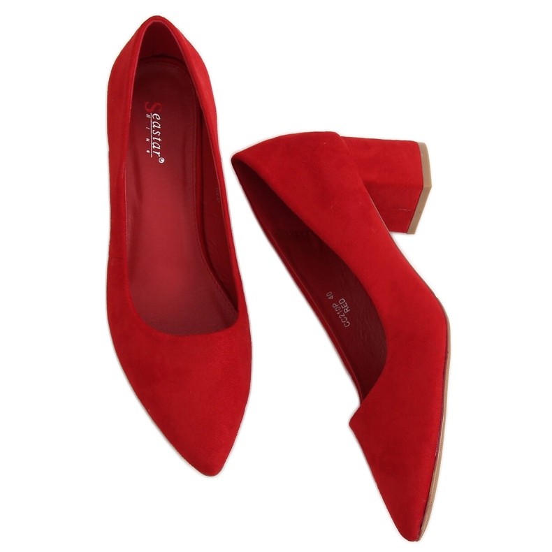 Red Pumps de salto baixo vermelho CC210P Vermelho