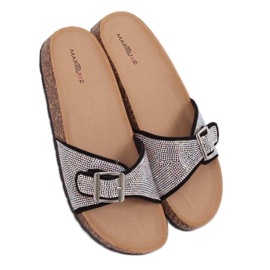 Chinelos pretos com pedras L-1032 Preto