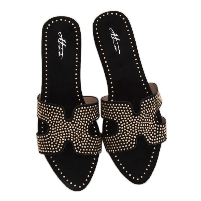 Chinelos femininos negros pretos Q-88 preto