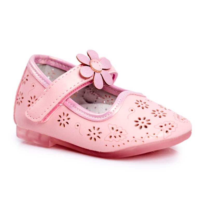 Apawwa Bailarinas infantis em Velcro Flower Pink Flored rosa