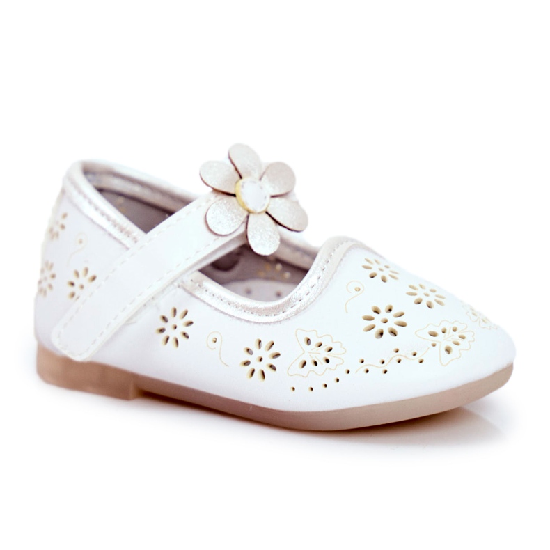 Apawwa Bailarinas infantis em Velcro Kwiatuszek White Flored branco