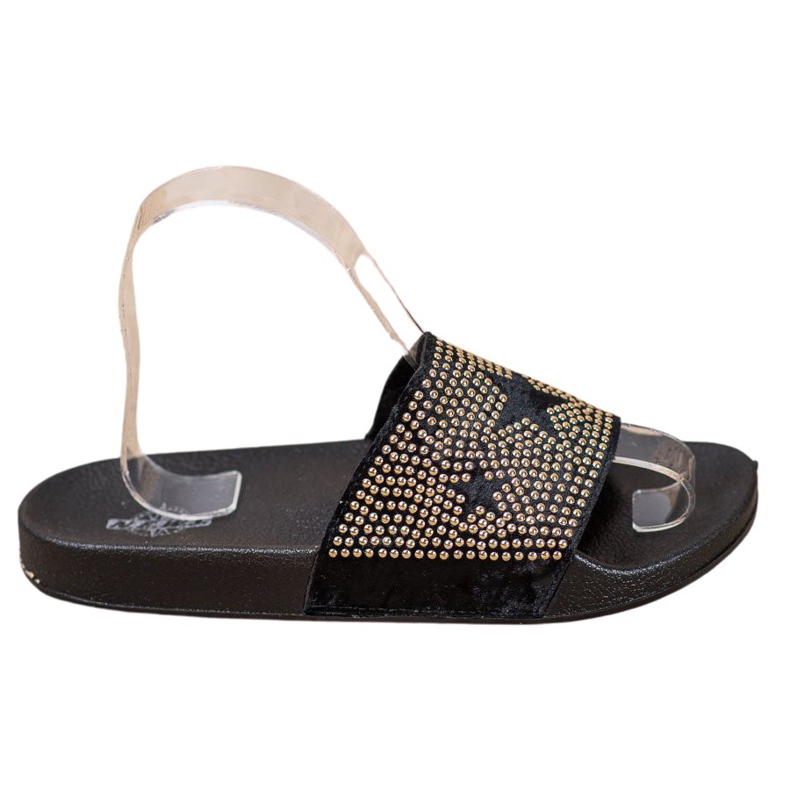 SHELOVET Chinelos de veludo com estrelas preto