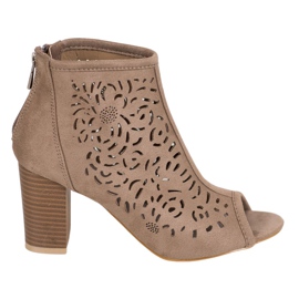Botas Openwork Open Toe VINCEZA castanho Botas Openwork Open Toe VINCEZA castanho