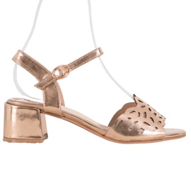 Kylie Sandálias Com Couro Ecológico Em Bar amarelo