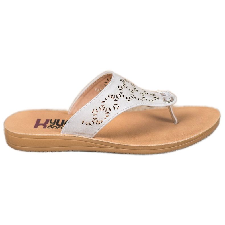 Kylie Chinelos com padrão perfurado branco