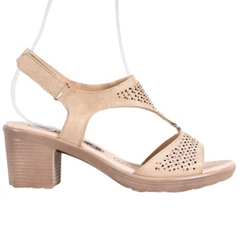 SHELOVET Sandálias de velcro confortáveis marrom