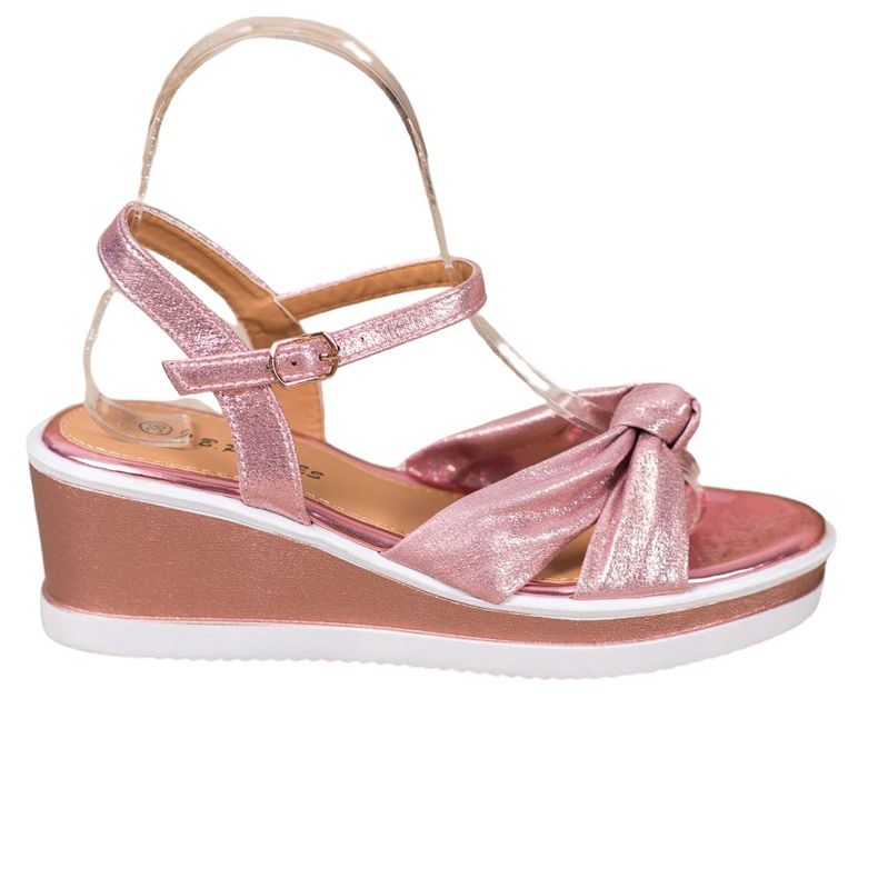 SHELOVET Sandálias Shiny Wedge rosa