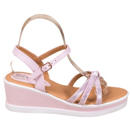 SHELOVET Cunhas casuais com couro ecológico rosa