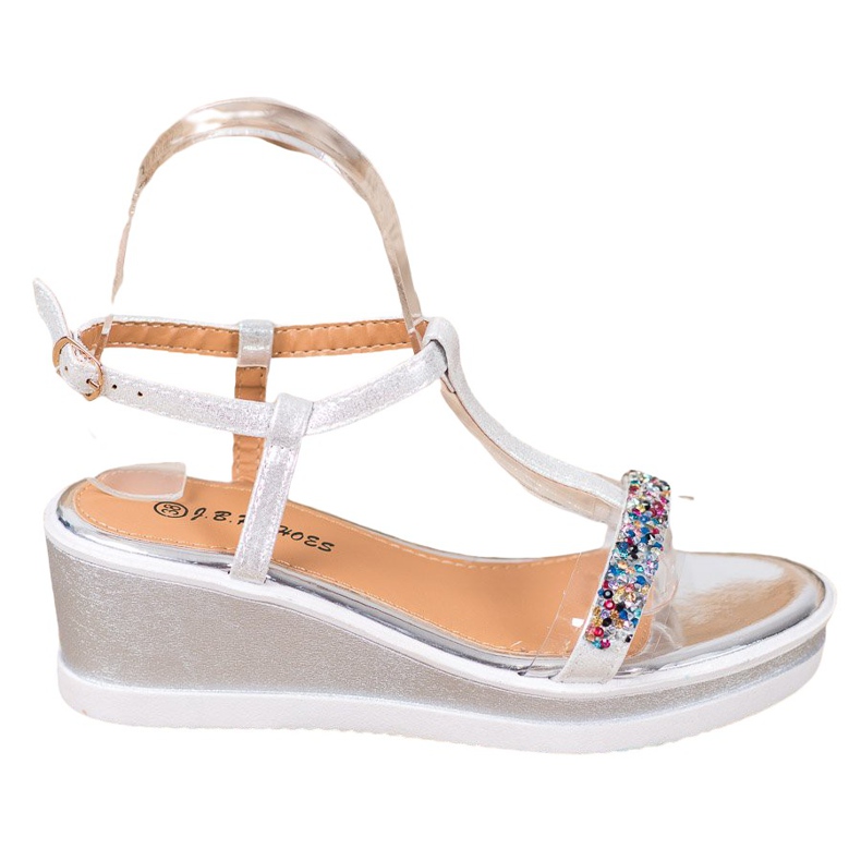 SHELOVET Cunhas elegantes com couro ecológico cinza