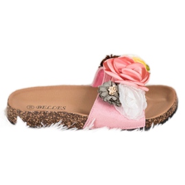 SHELOVET Chinelos com flores rosa