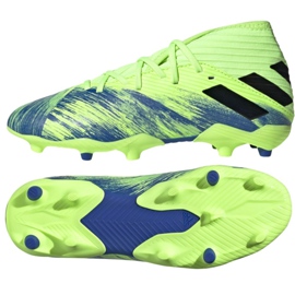 As chuteiras adidas Nemziz 19.3 Fg Jr FV4002 multicolorido verde