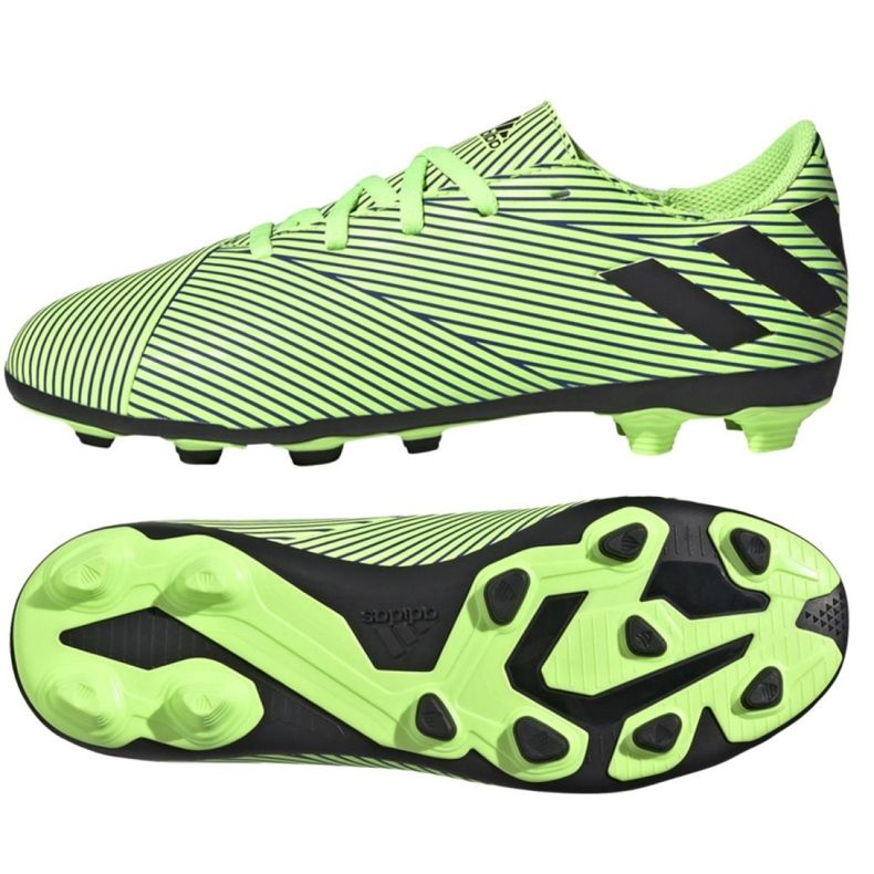 As chuteiras adidas Nemziz 19.4 FxG Jr FV4011 multicolorido verde